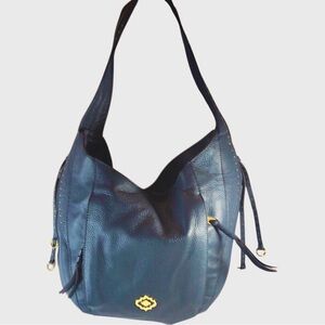 OrYANY Chic Soft Blue Pebble Leather Hobo Bag Gold Hardware and Studs NWOT